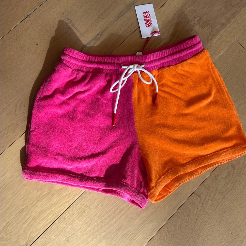 SOLID & STRIPED  Charlie pink and orange shorts
